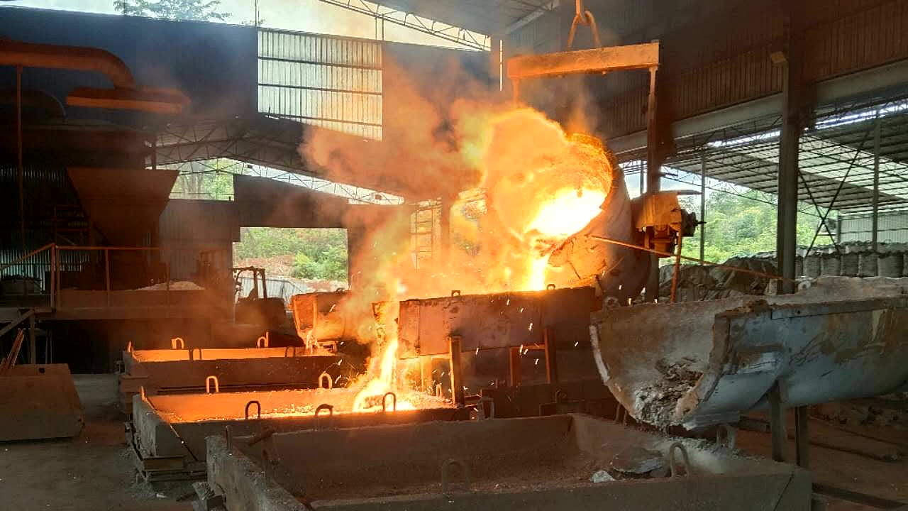 Molten ferrosilicon being poured in a Southeast Asian producer facility