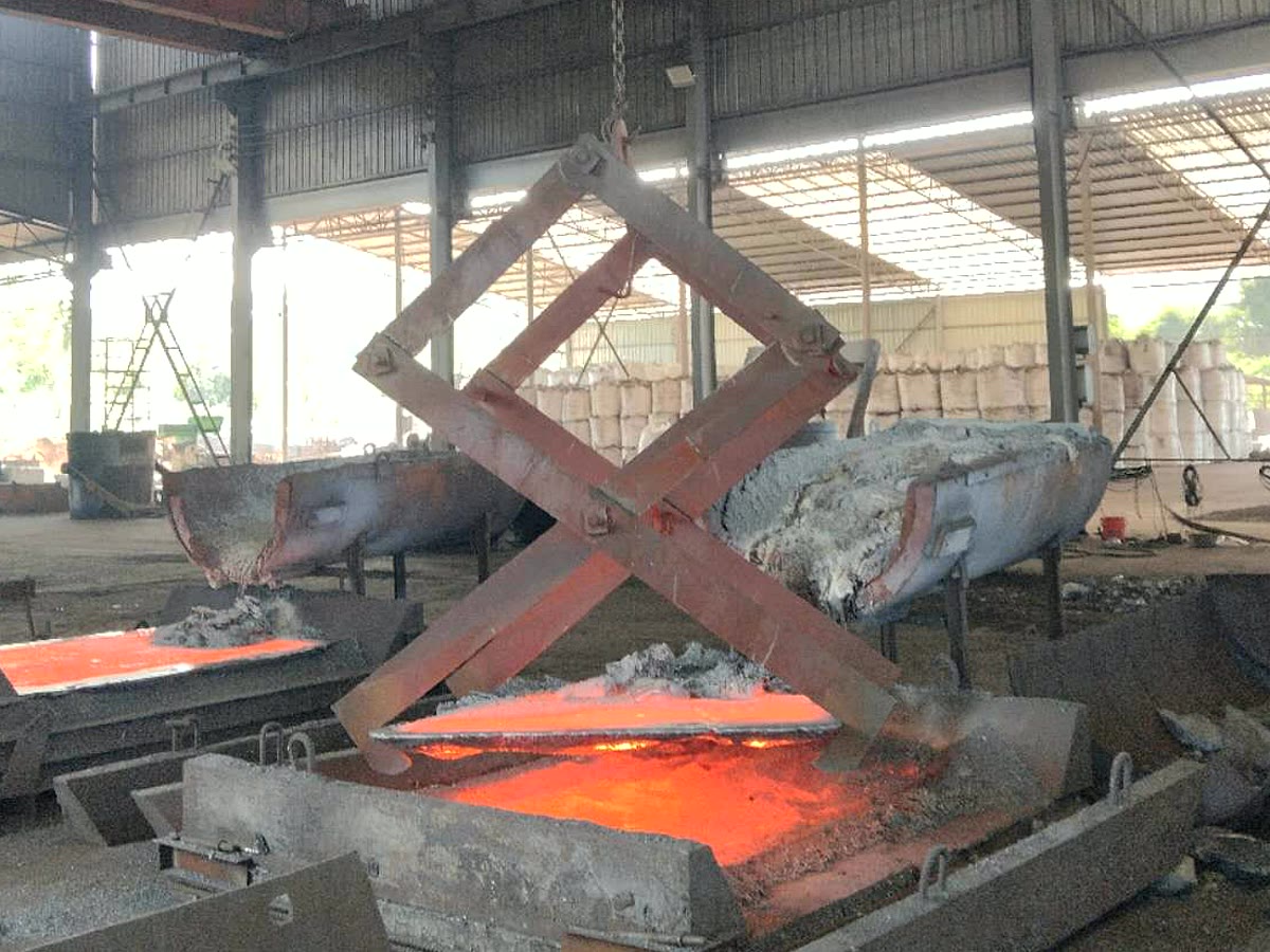 Hot ferrosilicon production equipment inside a Southeast Asian producer facility